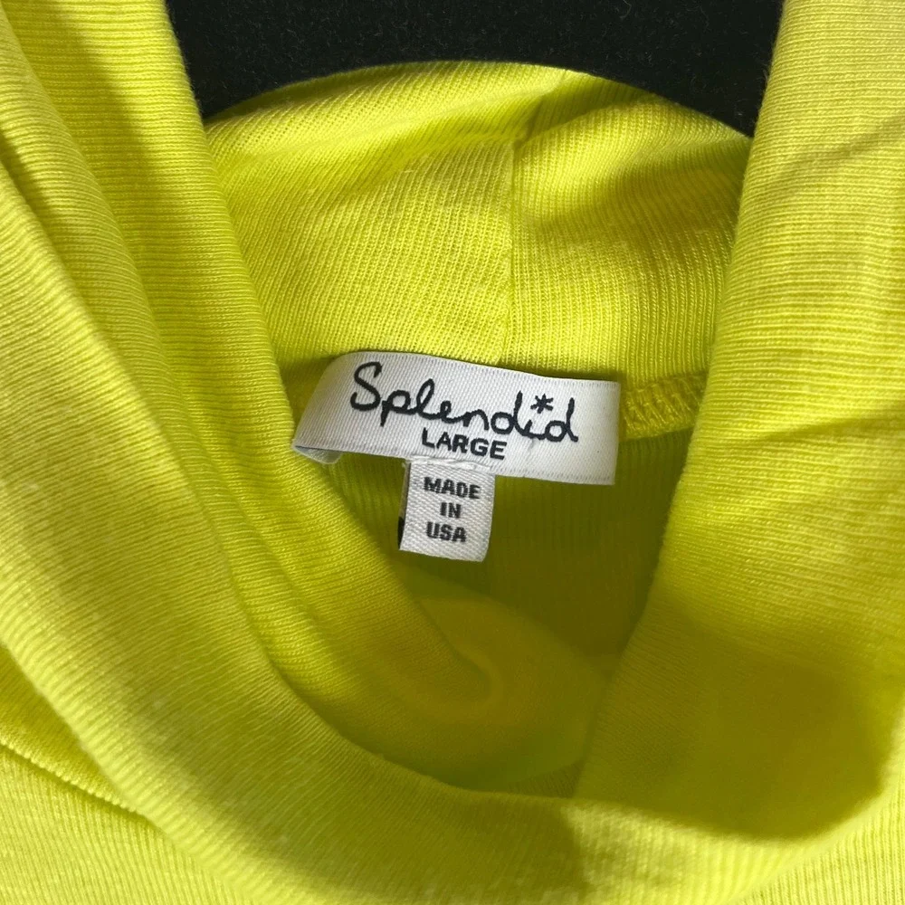 Splendid Pima Cotton Modal Long Sleeve Turtleneck Top Neon Yellow Large